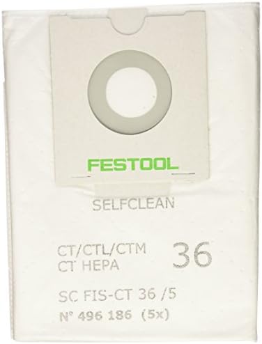 CT 36 için Festool 496186 SELFCLEAN Filtre Torbası, Miktar 5