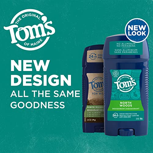 Tom's of Maine Erkekler için Uzun Ömürlü Alüminyumsuz Doğal Deodorant, North Woods, 2.8 oz. 3-Pack (Ambalaj Değişebilir)