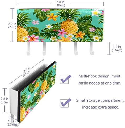 Tropikal Ananas Çiçek Yaprakları Desen Anahtar ve Posta Tutucu Duvarlar için-Anahtar Askı ile Posta Organizatör ve 5 Kanca,