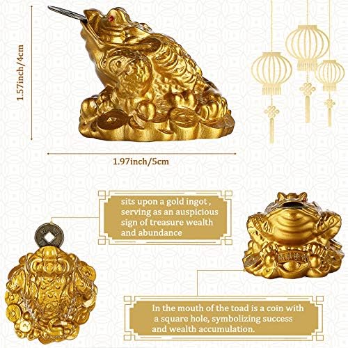 Feng Shui Para Kurbağa Servet Para Para Kurbağa Üç Ayaklı Kurbağa Heykeli ile Sikke, 10 Adet Çin Servet Paraları Feng Shui