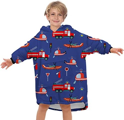 Zooshum Giyilebilir Battaniye Hoodie Boy Cepler ıle Kazak Süper Sıcak Kapüşonlu Battaniye 5-15 Yıl Erkek Kız Gençler Uyar