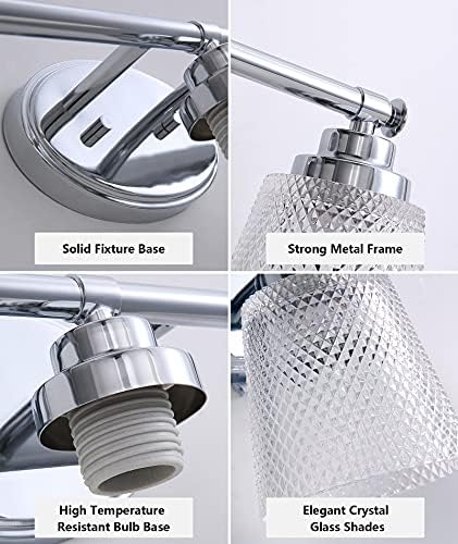 Banyo aydınlatma armatürleri, Ayna Üzerinde Paslanmaz Banyo Vanity aydınlatma Armatürleri, Modern Kristal Cam Tonları ile 3