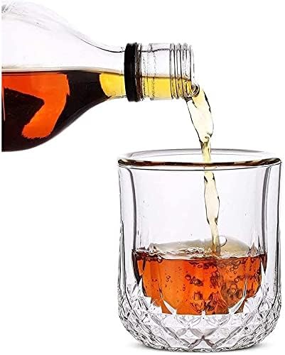 decanter Viski Decanter Şarap Decanter Viski Gözlük Çift Duvar, Kokteyl Gözlük, Gözlük, Eski Moda Cam, Kayalar Cam, Kristal