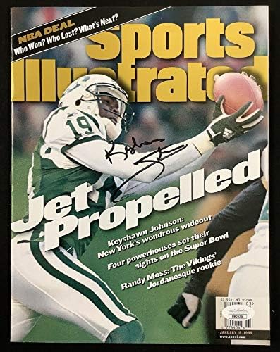 Keyshawn Johnson İmzalı Sports Illustrated 1/18/99 No Label Jets İmzalı JSA İmzalı NFL Dergileri