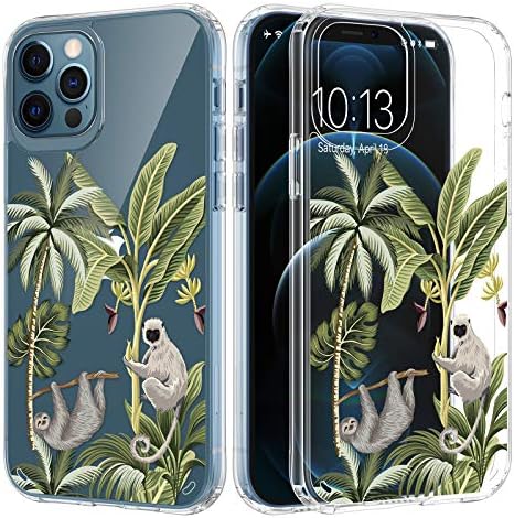 Caka Temizle iPhone için kılıf 12 Pro Max Durumda Hayvan Yeşil Yapraklar Kızlar Kadınlar için Girly Şeffaf İnce Maymun Koala